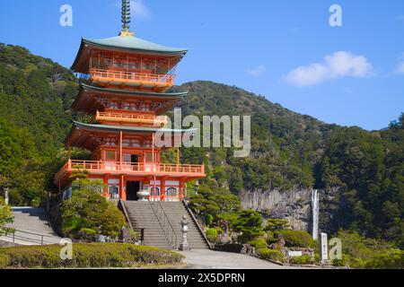 Japon, Kumano Kodo, temple Nachisan Seiganto-ji, Banque D'Images