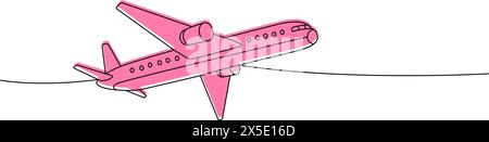 Avion, avion de passagers une ligne colorée dessin continu. Illustration d'une ligne continue de transport aérien différent. Illustration vectorielle Illustration de Vecteur