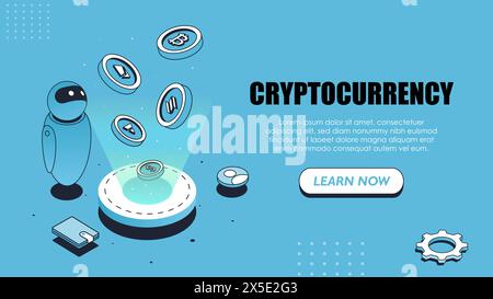Affiche vectorielle de crypto-monnaie isométrique Illustration de Vecteur