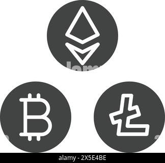 Image vectorielle d'icône de crypto-monnaies. Convient pour les applications mobiles, les applications Web et les supports d'impression. Illustration de Vecteur
