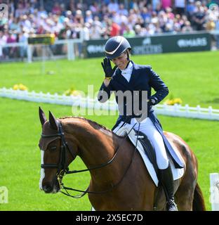 Zara Tindall et CLASS AFFAIR pendant la phase de dressage, Badminton Horse Trials, Gloucestershire UK 9 mai 2024 Banque D'Images