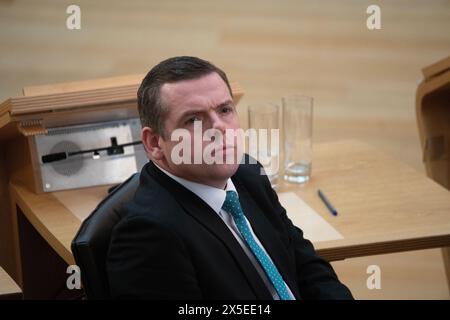 Édimbourg, Écosse, Royaume-Uni. 9 mai 2024. SUR LA PHOTO : Douglas Ross MSP, chef du Parti conservateur écossais. Le premier ministre écossais nouvellement élu, John Swinney MSP, prend sa première session de la session hebdomadaire des questions des premiers ministres (FMQ) au sein du Parlement écossais à Holyrood. Crédit : Colin d Fisher crédit : Colin Fisher/Alamy Live News Banque D'Images