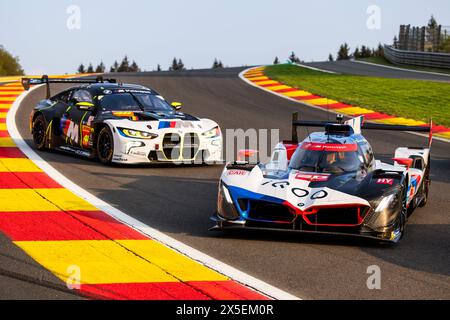 Stavelot, Belgique. 08 mai 2024. 20 VAN DER LINDE Sheldon (zaf), FRIJNS Robin (nld), RAST René (ger), BMW M Team WRT, BMW Hybrid V8 #20, Hypercar, WRT Family Picture, 46 MARTIN Maxime (bel), ROSSI Valentino (ita), Al HARTHY Ahmad (omn) Team WRT, BMW M4 GT3 #46, LM GT3 lors des 6 heures TotalEnergies de Spa-Francorchamps 2024, 3ème manche du Championnat du monde d'Endurance FIA 2024, du 8 au 11 mai 2024 sur le circuit de Spa-Francorchamps à Stavelot, Belgique - photo Julien Delfosse/DPPI crédit : DPPI Media/Alamy Live News Banque D'Images