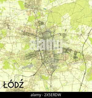 Lodz, Pologne carte affiche art Illustration de Vecteur