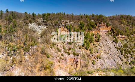 Photographie aérienne de l'East Bluff, Devils Lake State Park, près de Baraboo, comté de Sauk, Wisconsin, États-Unis. Banque D'Images