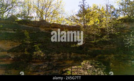 Photographie aérienne du Natural Bridge State Park près de Leland, comté de Sauk, Wisconsin, États-Unis. Banque D'Images