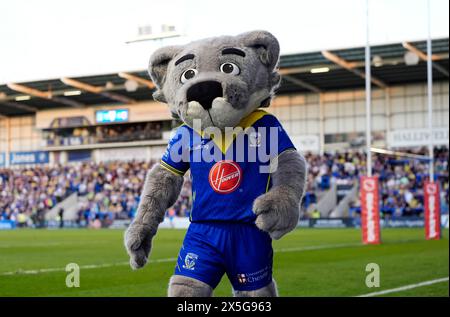 Wolfie, mascotte des Warrington Wolves, lors du match de Betfred Super League au Halliwell Jones Stadium, Warrington. Date de la photo : jeudi 9 mai 2024. Banque D'Images