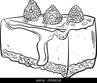 Tranche de cheesecake à la framboise. Boulangerie sucrée traditionnelle. Icône vectorielle gravée. Pour le menu restaurant et café, boulangerie, pain, pâteux, desserts Illustration de Vecteur