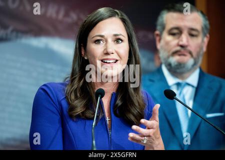 Washington, États-Unis. 09 mai 2024. La sénatrice américaine Katie Britt (R-Al) s’exprimant lors d’une conférence de presse au sujet des restrictions des États-Unis sur les armes pour Israël, au Capitole des États-Unis. Crédit : SOPA images Limited/Alamy Live News Banque D'Images