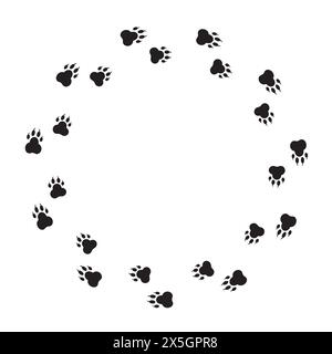 Patte d'animal imprime cercle. Motif de piste circulaire vectoriel. Illustration de Vecteur