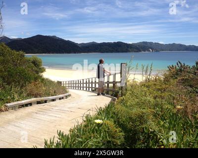 Parc national d'Abel Tasman, Nelson Tasman, Île du Sud, Nouvelle-Zélande, plage d'Awaroa Banque D'Images