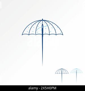 Logo design graphique concept créatif premium vector stock unique abstrait parapluie de pluie et fil d'aiguille à coudre. Industrie de convection météorologique connexe Illustration de Vecteur