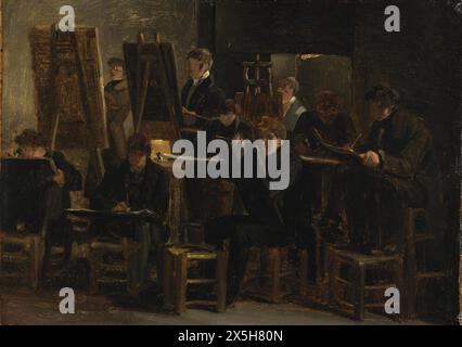 Studio Interior with Artists Working, 1820, Nationalmuseum, Stockholm. Auguste-Xavier Leprince Banque D'Images