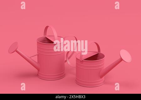 Ensemble de arrosoirs sur fond monochrome. 3d rendre le concept d'outils d'équipement de jardinage pour la ferme et la récolte Banque D'Images