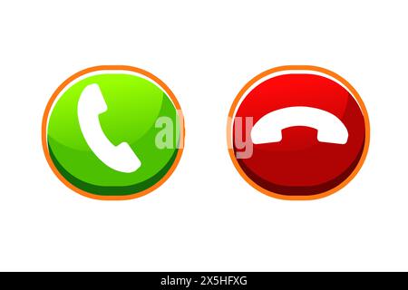 Rouge et vert oui non icône de boutons isolé. Répondre et refuser symbole moderne, simple, vecteur, icône pour la conception de site Web, application mobile, interface utilisateur. Illustration de Vecteur
