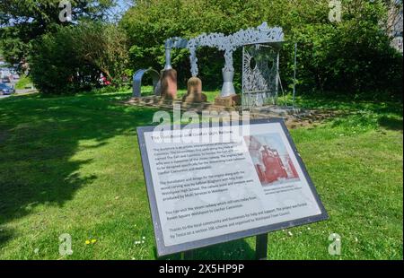 Sculpture au Welshpool and Llanfair Railway, Welshpool, Powys, pays de Galles Banque D'Images