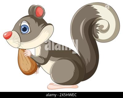 Illustration vectorielle d'un écureuil avec un gland Banque D'Images