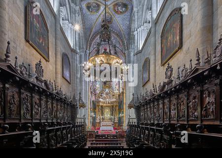 Lugo, Espagne - 10 mai 2024 : image de l'autel de la cathédrale de Lugo, témoignage de l'art sacré et de l'architecture historique, avec des détails dorés Banque D'Images