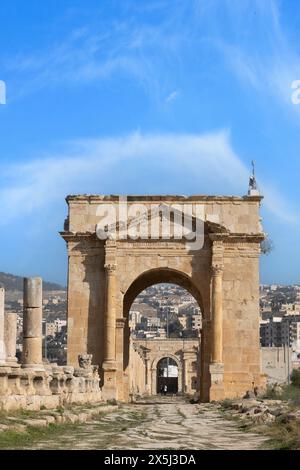 Jordan, Amman. Ruines romaines avec temple, forum et amphithéâtre. Banque D'Images