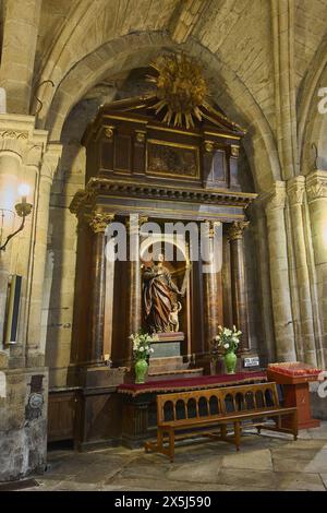 Lugo, Espagne - 10 mai 2024 : une vue sereine de la chapelle Sainte-Lucie à l'intérieur de la cathédrale de Lugo, avec une statue illuminée et une architecture gothique Banque D'Images