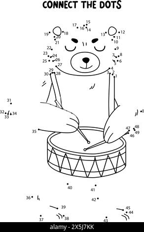 Connectez le jeu Dots. Bear feuille de travail imprimable pour les enfants. Peut être utilisé comme livre de coloriage pour enfants. Illustration de Vecteur