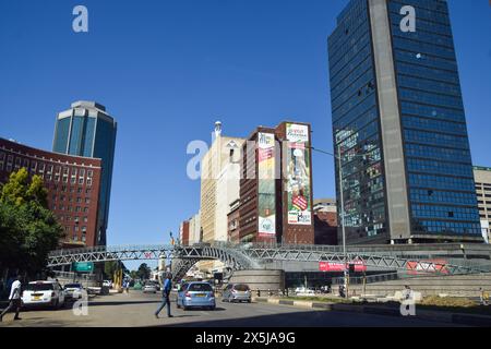 Harare, Zimbabwe, 21 avril 2024 : centre-ville de Harare, vue de jour. Crédit : Vuk Valcic/Alamy Banque D'Images