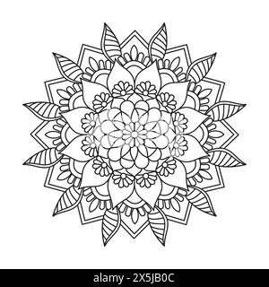 Page de livre de coloriage Unity Kids Mandala pour l'intérieur du livre KDP. Pétales paisibles, capacité à se détendre, expériences cérébrales, Havane harmonieux, Portrait paisible Illustration de Vecteur