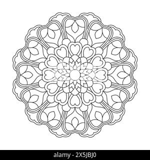 Page de livre de coloriage Unity Kids Mandala pour l'intérieur du livre KDP. Pétales paisibles, capacité à se détendre, expériences cérébrales, Havane harmonieux, Portrait paisible Illustration de Vecteur