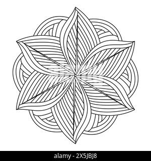 Page de livre de coloriage unique pour enfants Mandala pour l'intérieur du livre KDP. Pétales paisibles, capacité à se détendre, expériences cérébrales, Havane harmonieux, Portrait paisible Illustration de Vecteur