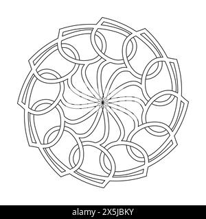 Mandala Kids page de livre de coloriage complexe pour l'intérieur du livre kdp. Pétales paisibles, capacité à se détendre, expériences cérébrales, Haven harmonieux, Port paisible Illustration de Vecteur