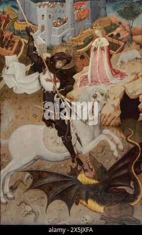 Saint George tuant le Dragon, 1434–1435 (Art Institute of Chicago). Bernat Martorell - Banque D'Images