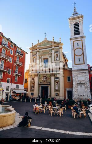 Nice, France - 12 novembre 2023 : Cathédrale de Nice (en français : Sainte-Reparate de Nice), cathédrale catholique située dans la partie ancienne de la ville de Nice, i Banque D'Images