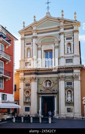 Nice, France - 12 novembre 2023 : Cathédrale de Nice (en français : Sainte-Reparate de Nice), cathédrale catholique située dans la partie ancienne de la ville de Nice, i Banque D'Images