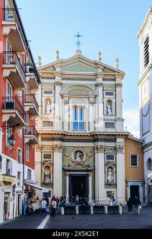 Nice, France - 12 novembre 2023 : Cathédrale de Nice (en français : Sainte-Reparate de Nice), cathédrale catholique située dans la partie ancienne de la ville de Nice, i Banque D'Images