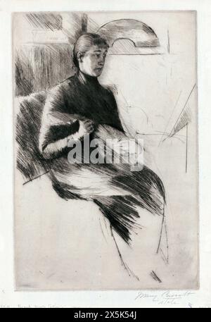 Dessin de l'artiste américaine Mary Cassatt - le joueur de mandoline Banque D'Images