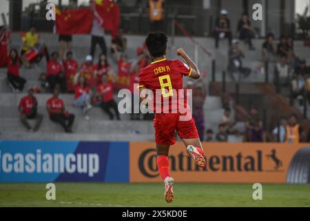 Bali, Indonésie. 10 mai 2024. Chen Rui, de Chine, célèbre le but lors du match du Groupe B de la Coupe d'Asie féminine U17 de l'AFC 2024 entre la Thaïlande et la Chine au Bali United Training Center à Bali, Indonésie, le 10 mai 2024. Crédit : Agung Kuncahya B./Xinhua/Alamy Live News Banque D'Images