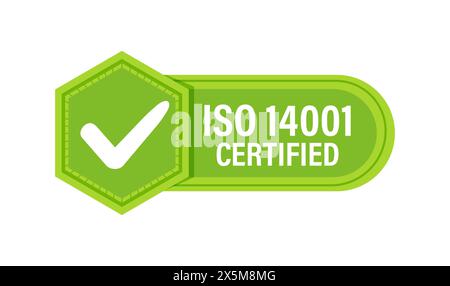 Badge de certification de gestion de la qualité ISO 14001. Illustration vectorielle Illustration de Vecteur