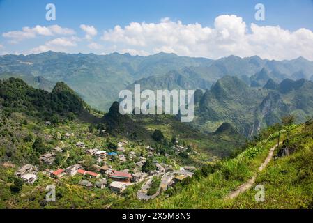 Paysages le long du géoparc mondial de Dong Van, ma Pi Leng, Ha Giang, Vietnam Banque D'Images