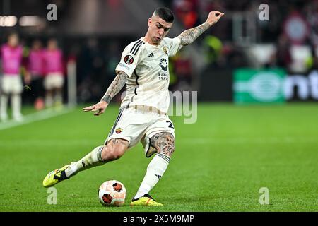 Leverkusen, Allemagne. 09 mai 2024. Bay Arena, 09.05.24 : Gianluca Mancini (23 Roma) lors de la demi-finale de l'UEFA Europa League match de deuxième manche entre L'AS Roma et le Bayer 04 Leverkusen à la Bay Arena de Leverkusen, en Allemagne. Soccer (Cristiano Mazzi/SPP) crédit : SPP Sport Press photo. /Alamy Live News Banque D'Images