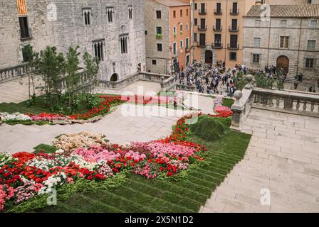Gérone, Espagne, 18 mai 2013 : un spectacle florissant : les arrangements floraux vibrants de temps de Flors Banque D'Images