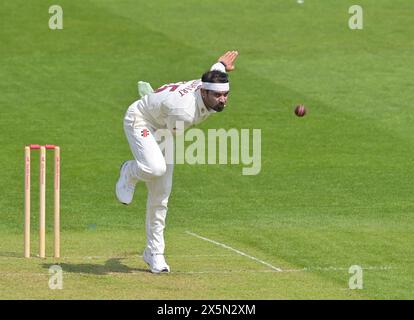 NORTHAMPTON, ROYAUME-UNI. 10 mai 2024. Siddharth Kaul en action lors du match de la division deux du Championnat Vitality County entre le Northamptonshire et le Gloucestershire le 10 mai au County Ground de Northampton, Angleterre crédit : PATRICK ANTHONISZ/Alamy Live News Banque D'Images