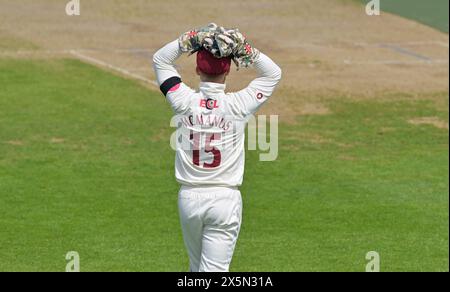 NORTHAMPTON, ROYAUME-UNI. 10 mai 2024. Lewis McManus lors du match de la division deux du Championnat Vitality County entre le Northamptonshire et le Gloucestershire le 10 mai au County Ground de Northampton, Angleterre crédit : PATRICK ANTHONISZ/Alamy Live News Banque D'Images