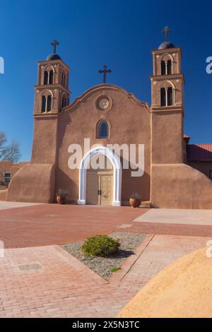 Old San Miguel Mission, fondée en 1598, (la plus ancienne église des États-Unis) Socorro, Nouveau-Mexique, États-Unis Banque D'Images