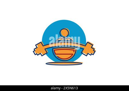 Logo de fitness, tortue faisant de l'haltérophilie, avec concept de conception de lettre S. Logo simple avec style de ligne. Parfait pour le logo de gym. Illustration vectorielle. Illustration de Vecteur