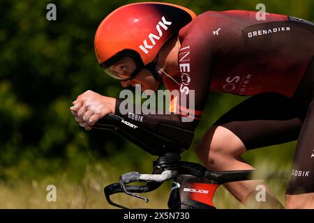 Italia. 10 mai 2024. Magnus Sheffield (Ineos Grenadiers)lors de l'étape 7 du Giro d'Italia de Foligno à Pérouse (ITT), 10 mai 2024 Italie. (Photo de Fabio Ferrari/LaPresse) crédit : LaPresse/Alamy Live News Banque D'Images