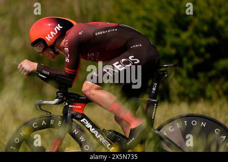 Italia. 10 mai 2024. Magnus Sheffield (Ineos Grenadiers)lors de l'étape 7 du Giro d'Italia de Foligno à Pérouse (ITT), 10 mai 2024 Italie. (Photo de Fabio Ferrari/LaPresse) crédit : LaPresse/Alamy Live News Banque D'Images