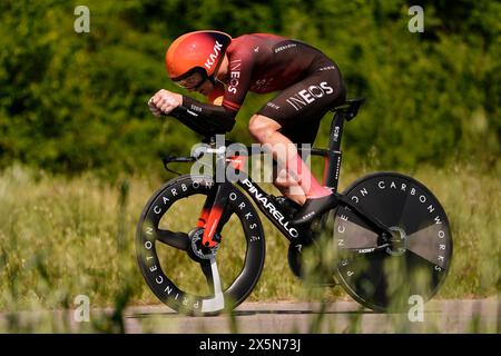 Italia. 10 mai 2024. Magnus Sheffield (Ineos Grenadiers)lors de l'étape 7 du Giro d'Italia de Foligno à Pérouse (ITT), 10 mai 2024 Italie. (Photo de Fabio Ferrari/LaPresse) crédit : LaPresse/Alamy Live News Banque D'Images