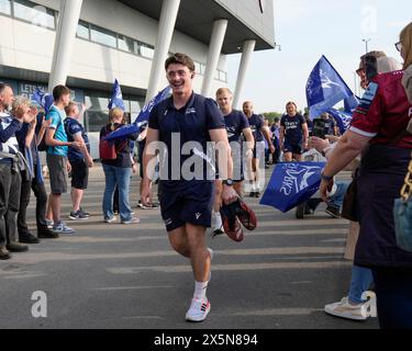 Eccles, Royaume-Uni. 10 mai 2024. Vente Sharks Raffi Quirke arrive au stade avant le match Gallagher Premiership match Sale Sharks vs Leicester Tigers au Salford Community Stadium, Eccles, Royaume-Uni, le 10 mai 2024 (photo par Steve Flynn/News images) à Eccles, Royaume-Uni le 5/10/2024. (Photo par Steve Flynn/News images/SIPA USA) crédit : SIPA USA/Alamy Live News Banque D'Images