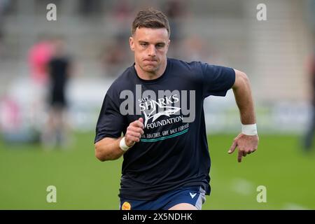 Solde Sharks Fly-Half George Ford se réchauffe avant le match Gallagher Premiership Sale Sharks vs Leicester Tigers au Salford Community Stadium, Eccles, Royaume-Uni, le 10 mai 2024 (photo par Steve Flynn/News images) Banque D'Images