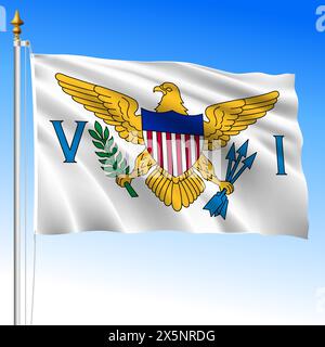 Îles Vierges des États-Unis, drapeau officiel de l'ondulation nationale, antilles, illustration vectorielle Illustration de Vecteur